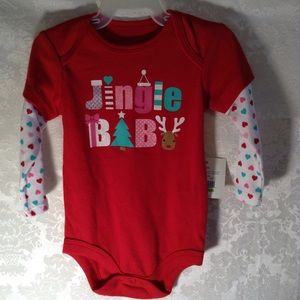 🛍 3/$10 Mix Jingle Baby Onesie Romper Bodysuit 6/9 Months Infant Red